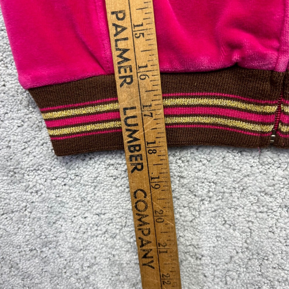 Y2k Skechers Hoodie Girls M Brown Pink Velour McBling Rhinestone Embroidered - Picture 13 of 15